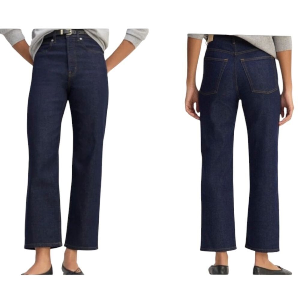 NWT Everlane The Way-high Jean Hanoi Rinse Dark Blue Denim Straight 23L